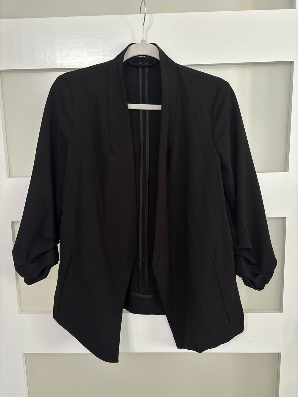 Vici Black Open-Front Draped Blazer